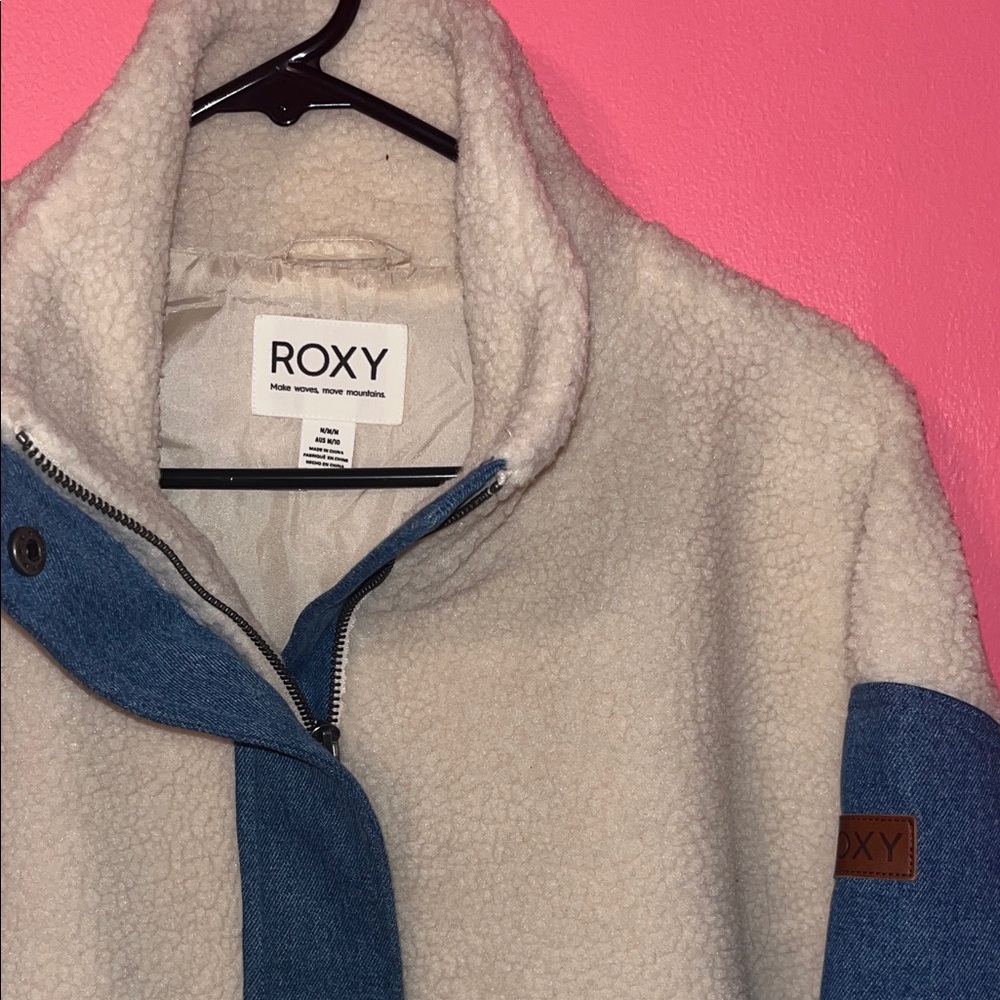 Roxy Off-White and Denim Blue Fleece Jacket